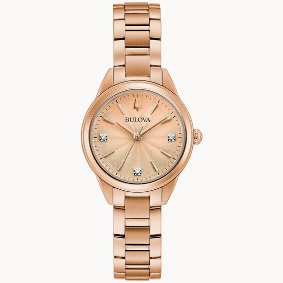 Bulova Sutton Women's Quartz Diamond Accent Rose Gold Watch 28mm 97P151 - Picture 1 of 4